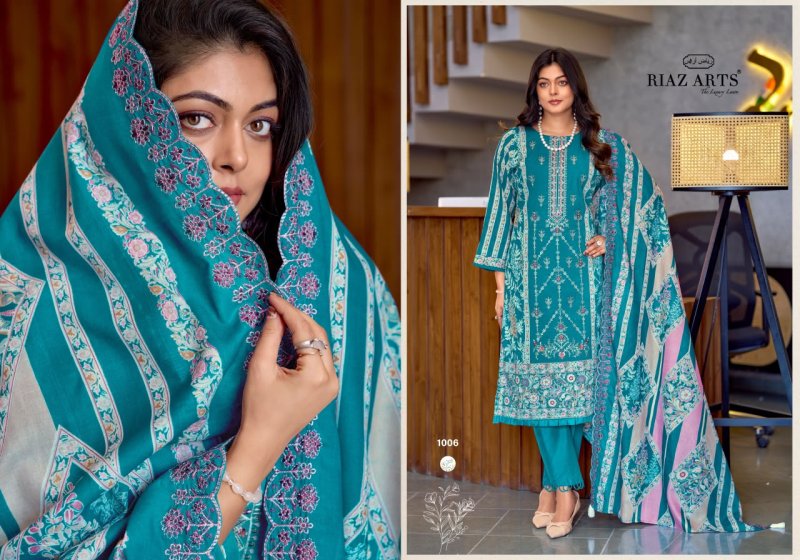 Zeenat By Riaz Arts Lawn Cotton Embroidery Dress Material 